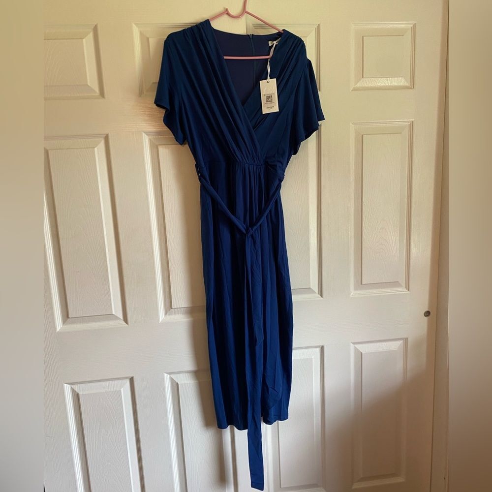NWT Grace Karin Amazon Maxi XL Royal Blue Wrap Vneck knit dress